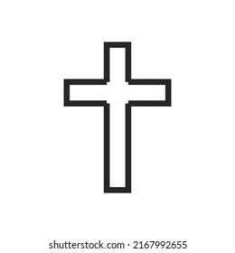 Cross religion god vector illustration icon. Symbol christianity and shape christian sign. Religious crucifix faith and catholicism black holy art. Spirituality element jesus design and isolated white