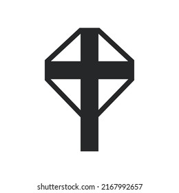 Cross religion god vector illustration icon. Symbol christianity and shape christian sign. Religious crucifix faith and catholicism black holy art. Spirituality element jesus design and isolated white