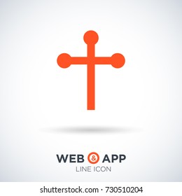 Cross religion line vector icon