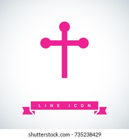 Cross religion line vector icon