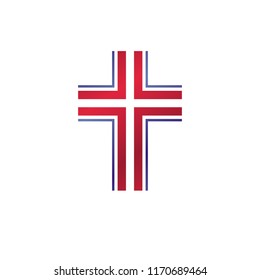 Cross Religious graphic emblem, crucifixion. Heraldic Coat of Arms, vintage vector logo isolated on white background.