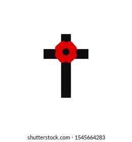 cross remembrance day icon vector on a white background