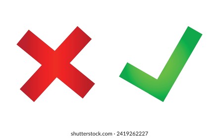 CROSS RIGHT SYMBOL ,COLORFUL RED CROSS, GREEN RIGHT SIGN