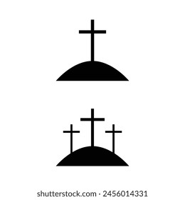 Cross Rip grave icon or tombstone burial symbol vector illustration isolated on white background.