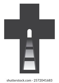 Cross. The road. Christianity. Spirituality. Tunnel. Vector. Illustration