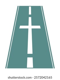 Cross. The road. Christianity. Spirituality. Tunnel. Vector. Illustration