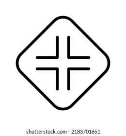 Cross Road Icon. Line Art Style Design Isolated On White Background