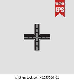 Cross road icon in trendy isolated on grey background.Vector illustration.
