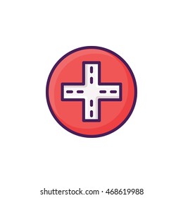 Cross Road Illustration Icon