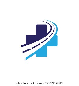 Cross road medical service logo designs template