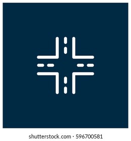 Cross road vector icon