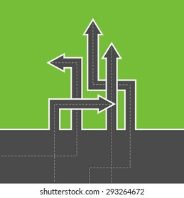 Cross roads with plan road signs symbol representing business choices and challenges