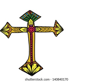 Cross rood colorful on white background
