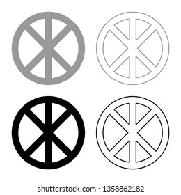 Cross round circle on bread concept parts body Christ Infinity sign in religious icon set black color vector illustration flat style simple image