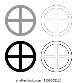 Cross round circle on bread concept parts body Christ Infinity sign in religious icon set black color vector illustration flat style simple image