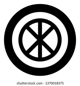 Cross round circle on bread concept parts body Christ Infinity sign in religious icon in circle round black color vector illustration flat style simple image