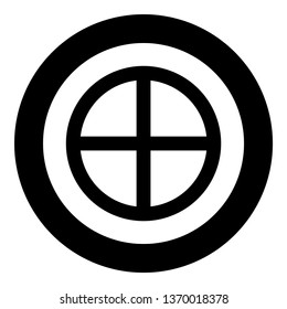 Cross round circle on bread concept parts body Christ Infinity sign in religious icon in circle round black color vector illustration flat style simple image