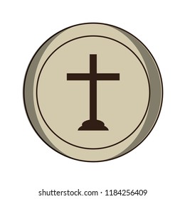 Cross round emblem