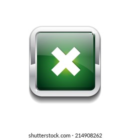 Cross Rounded Rectangular Green Vector Web Button Icon