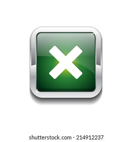 Cross Rounded Rectangular Green Vector Web Button Icon