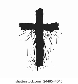 Cross with Rugged Texture Logo Christian, Religion, Symbol, Emblem, Icon.