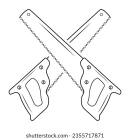 Cross Saw, Cross Saw outline, vector, Saw outline, Hardware outline, Saw lineart, Worker elements, Labor equipment, Repair tools, Forest tools, Woodcutter, Woodsman, Carpenter tool