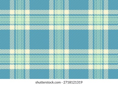 Cruz sem emenda tartan xadrez, padrões repetíveis padrão textura fundo. Tecido de verificação têxtil vetor hippie em ciano e paleta de cores claras.