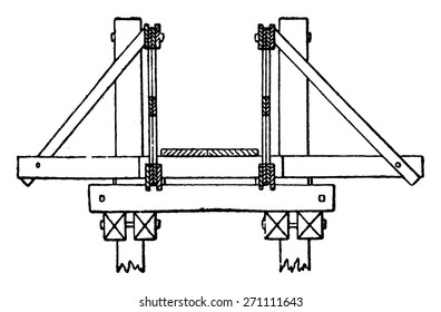 Sección transversal del puente Pont Saint-Michel, ilustración vintage. Enciclopedia industrial E.-O. Lami - 1875.