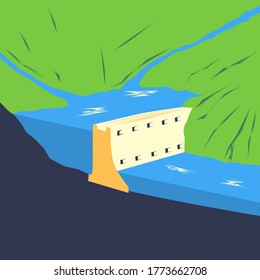 Cross section of a conventional hydroelectric dam