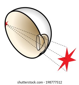 Cross section diagram of a normal-sighted human eye.
