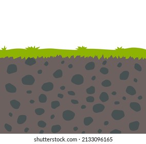 Cross section ground slice isolated on white. Summer landscape