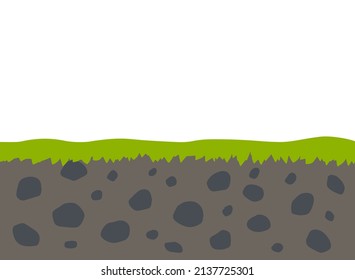Cross section ground slice isolated on white. Summer landscape