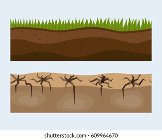 Cross section ground slice isolated some piece nature outdoor ecology underground and freestanding render garden natural geologist earth vector illustration.