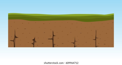 Cross section ground slice isolated some piece nature outdoor ecology underground and freestanding render garden natural geologist earth vector illustration.