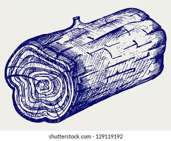 Cross section of tree stump. Doodle style