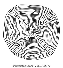 Cross section of of tree trunk. Linear wooden texture. Line concentric tree annual rings