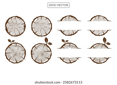 cross section of the trunk with tree rings Logo design vector. Tree growth rings. Tree trunk cross-section. vector stock