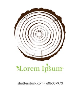 cross section of the trunk with tree rings. Wood sign icon. Tree growth rings. Tree trunk cross-section. flat icon.  Vector illustration. Logo. 