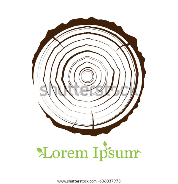 木の輪の付いた幹の断面 木の記号のアイコン 木の年輪 木の幹の断面 フラットアイコン ベクターイラスト ロゴ のベクター画像素材 ロイヤリティフリー