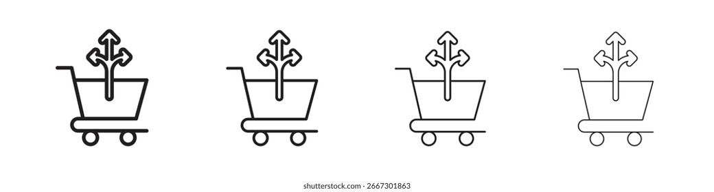 Conjunto de Vectores negros simples de icono de venta cruzada. Elemento de infografía de diseño