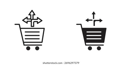 Cross sell icon in thin stroke and flat style.