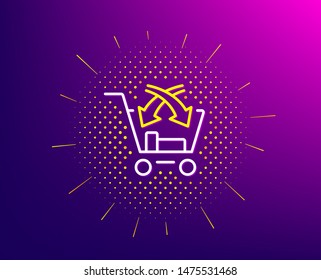 Cross sell line icon. Halftone pattern. Market retail sign. Gradient background. Cross sell line icon. Yellow halftone pattern. Vector