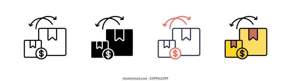Cross Selling Multi Style Icon Set Vector