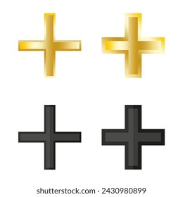 Cross set, Christian faith. Gold black symbols. Simple spiritual icons. Vector illustration. EPS 10.