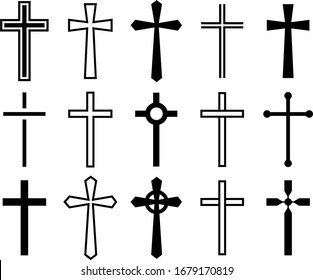 Cross Set Vector Illustrations on White