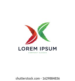 Cross shape cannabis leaf logo template vector
