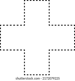 Cross shape dashed symbol vector icon for creative graphic design ui element in a pictogram illustration