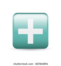 Cross shape inside frame icon. Medical and health care theme. Colorful and isolated design. Vector illustration