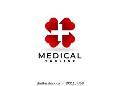 cross shape for medical logo. unique logo for clinic, hospital or pharmaceutical.