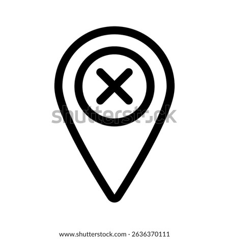 cross shape navigation marker thin line vector icon, destination point map pin